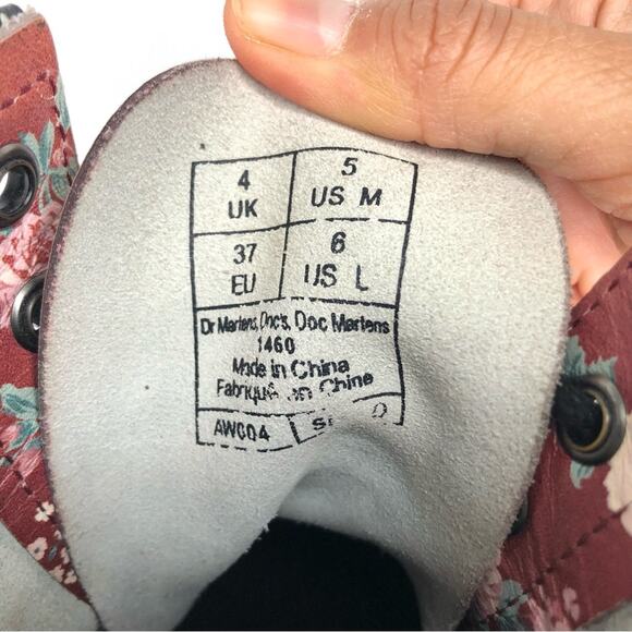 Dr Martens Vintage Rose Burgundy Lace Up Ankle Boots Women’s 6 Shoes - Picture 13 of 13